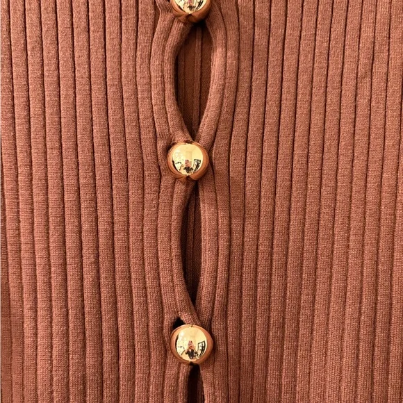 Commense Brown Ribbed Button-Down Shirt - Picture 2 of 3